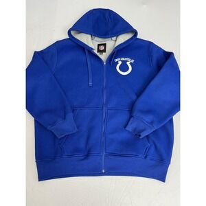 Indianapolis Colts NFL Full Zip Hoodie XXL Blue Sherpa Lined Fleece